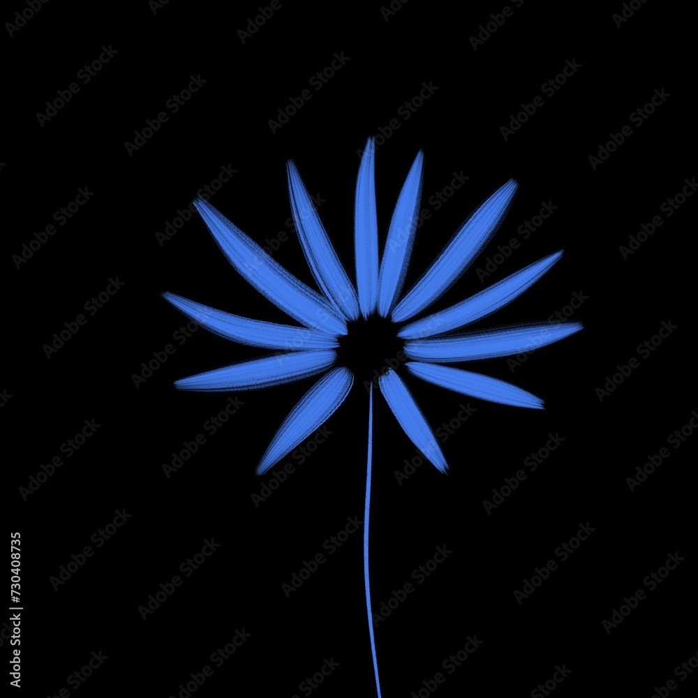 Obraz premium A bright and stylish spring accent: an abstract flower on a black background. The perfect solution for your design!