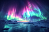 A breathtaking celestial display of the Northern Lights dancing across the Arctic sky, representing the awe-inspiring wonders of the polar regions. Concept of aurora borealis magic. Generative Ai.