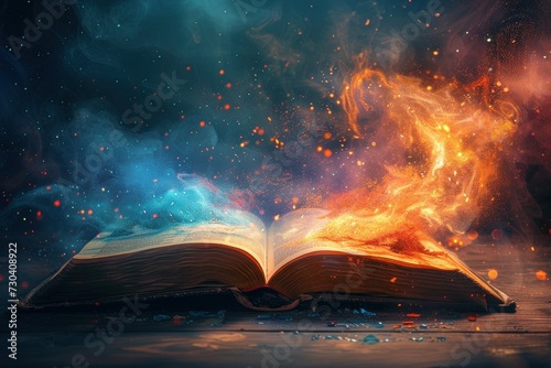 An Open Book With a Flame Coming Out