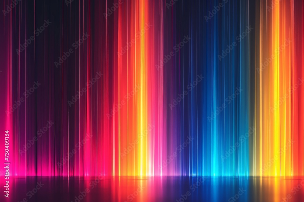 Neon light glowing energy lightning textured backdrop. Laser line Stripes, dynamic pattern. Motion artistry, curtain of silk. Wave motion blurred background. Wallpaper glowing sticks source of light.