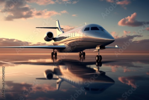 Sleek Modern business jet. Travel corporate. Generate AI © juliars