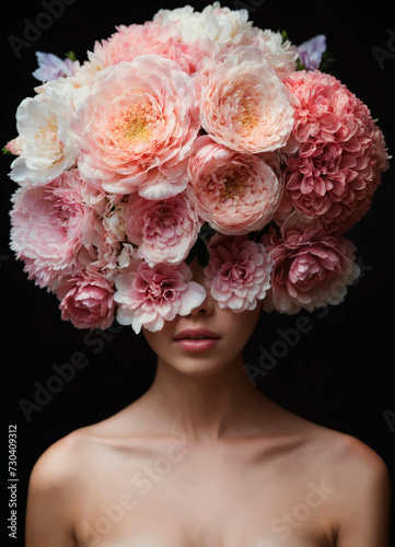 portrait of a young woman with flowers on her head