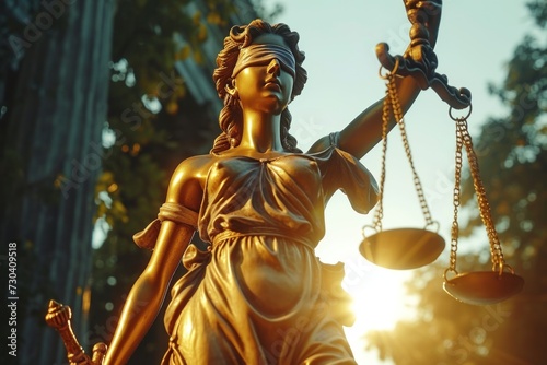 Statue of Lady Justice Holding a Scale of Justice