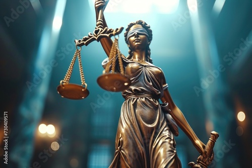 Statue of Lady Justice Holding a Scale of Justice