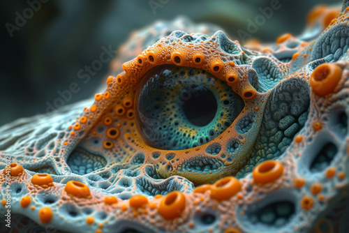 A macro photograph of intricate details in nature  enhanced by AI algorithms to bring out the hidden beauty at a microscopic level. Concept of AI-powered macro exploration. Generative Ai.