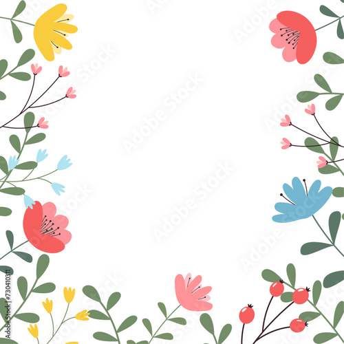 Set of spring hand drawn elements. Floral decor. Flowers, branches, bouquets, watering can, teapot, birdhouse. Spring holidays. Perfect for Valentine's Day, Women's Day, Easter, Mother's Day