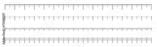 Measurement scale, template for a ruler. Measuring tool blank. Different units of measurement. PNG photo