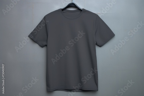 Slate t shirt is seen against a gray wall