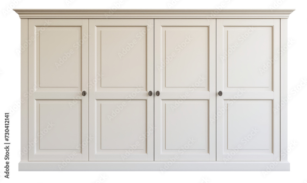 Large multi door antique-style white wardrobe with carved details and a distressed finish. Large multi door antique-style white wardrobe with carved details and a distressed finish.