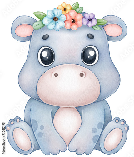 Cute cartoon hippo