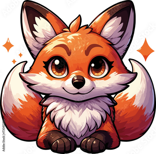 red fox cartoon watercolor isolated vector 