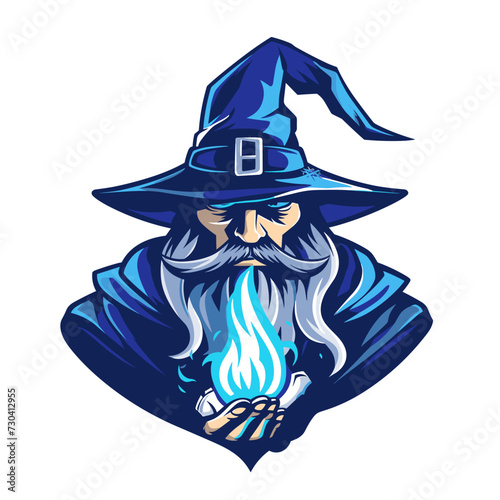 Esport vector logotype wizard, logo, icon, sticker, symbol, emblem, magician, mage, enchanter