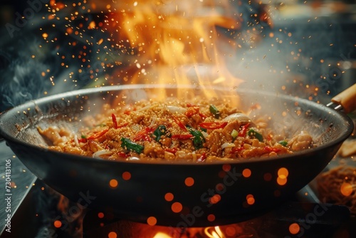 Cooking Food in a Wok Over a Fire