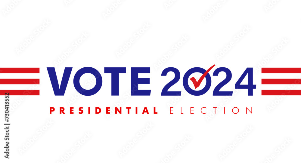 Vote 2024, Presidential Election USA concept. Election Day 2024 November 5, banner with typography and red stripes - obrazy, fototapety, plakaty 