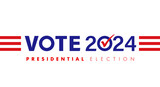 Vote 2024, Presidential Election USA concept. Election Day 2024 November 5, banner with typography and red stripes
