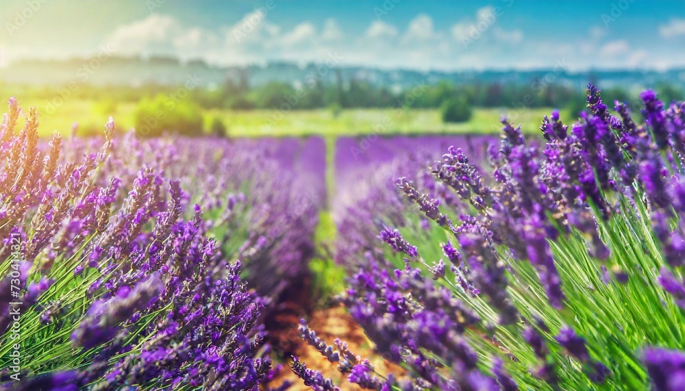 Obraz premium plantação de lavanda detalhe belos campos