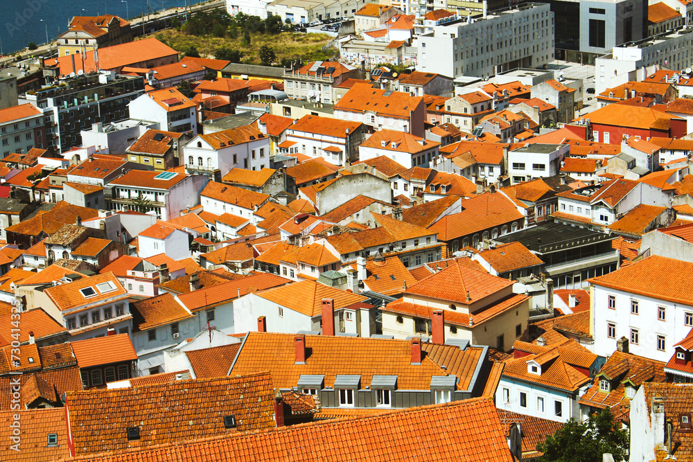 aerial view of orange rooftops in Portugal
