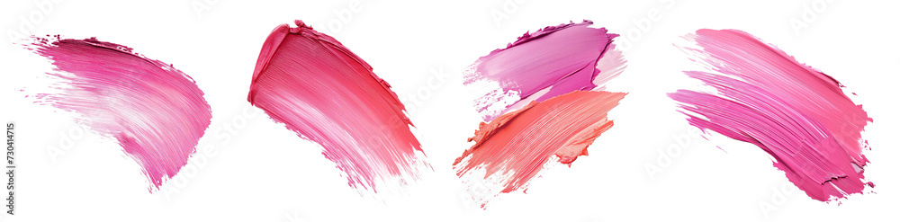 Lipstick brush strokes isolated on a transparent background