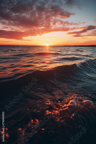small lonely wave in the middle of the sea, award wining photo, soft warm tone palettes, in the style of ethereal illustrations, joyful celebration of nature, happy, presence of god