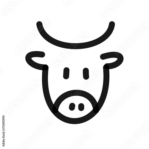 Cow face simple doodle line art