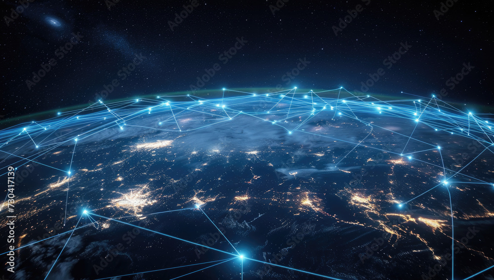 Digital art illustration depicting a global network connection.
