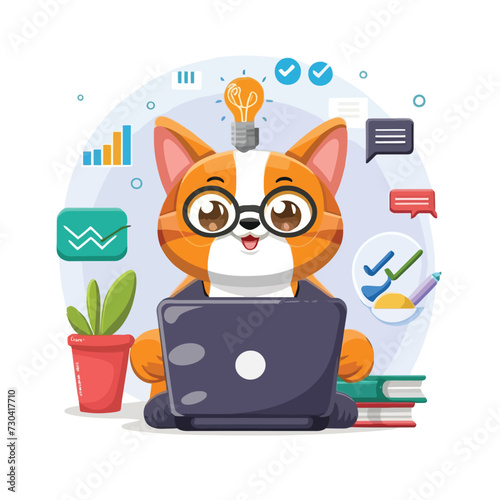 2d vector illustration colorful animal business , TRAINING and study work hard successes