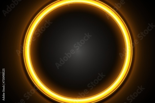 Yellow round neon shining circle isolated on a white background