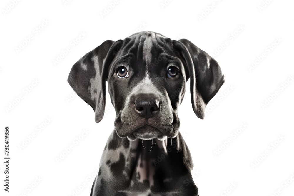 Close-up of a great dane puppy on transparent background png - obrazy, fototapety, plakaty 