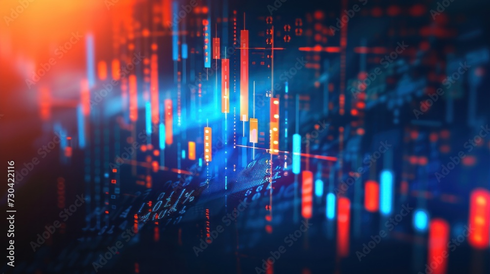 A business candlestick graph chart showcasing the bullish points in stock market investment trading, highlighting optimism in financial growth A business candlestick graph chart showcasing the bullish points in stock market investment trading, highlighting optimism in financial growth