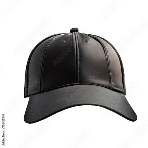 black baseball cap mockup front view isolated on transparent background