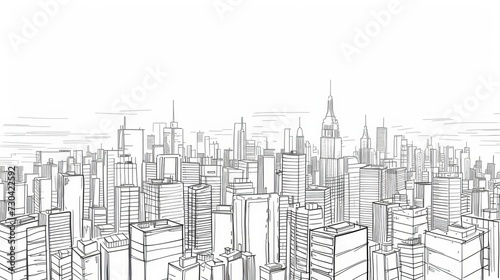 hand-drawn vector illustration of a cityscape  capturing the essence of urban life with artistic flair and detail