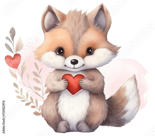 A cute little fox with a heart