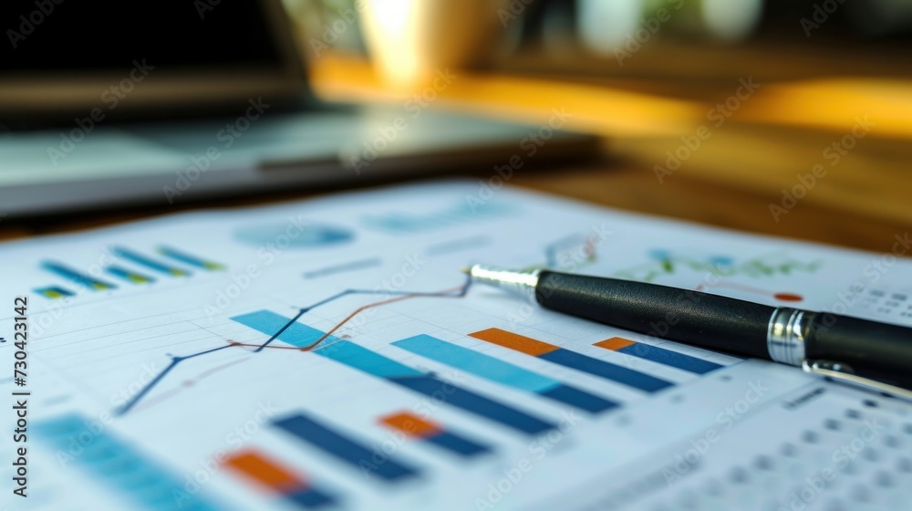 A spread of various financial charts and graphs laid out on a table, depicting an in-depth analysis of economic trends and data