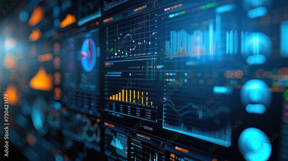 Financial data on a monitor