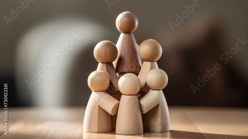 Wooden figurines symbolizing family