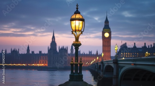 iconic lamp post on Westminster Bridge, set against the captivating backdrop of London