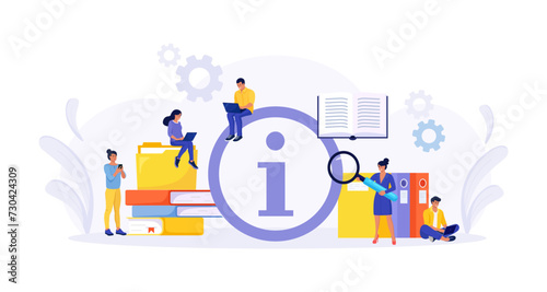 Users looking for information. People searching files in database, archive, info storage. Information center or communication service. FAQ or question and answer