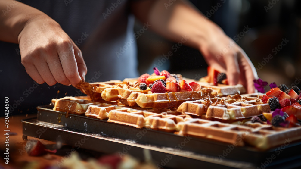The process of making Belgian waffles