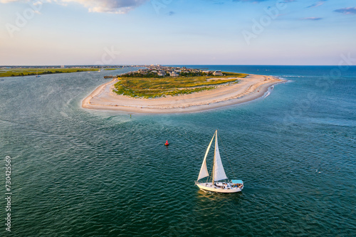 Wrightsville Beach North Carolina Masonboro Inlet Sailboat aerial