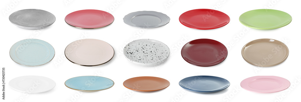 Different clean plates isolated on white, set Different clean plates isolated on white, set