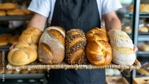 Big loaf of pread in the hands of local baker.