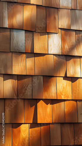 Wood cladding. Carpentry wall surface structure design, glossy finish. photo