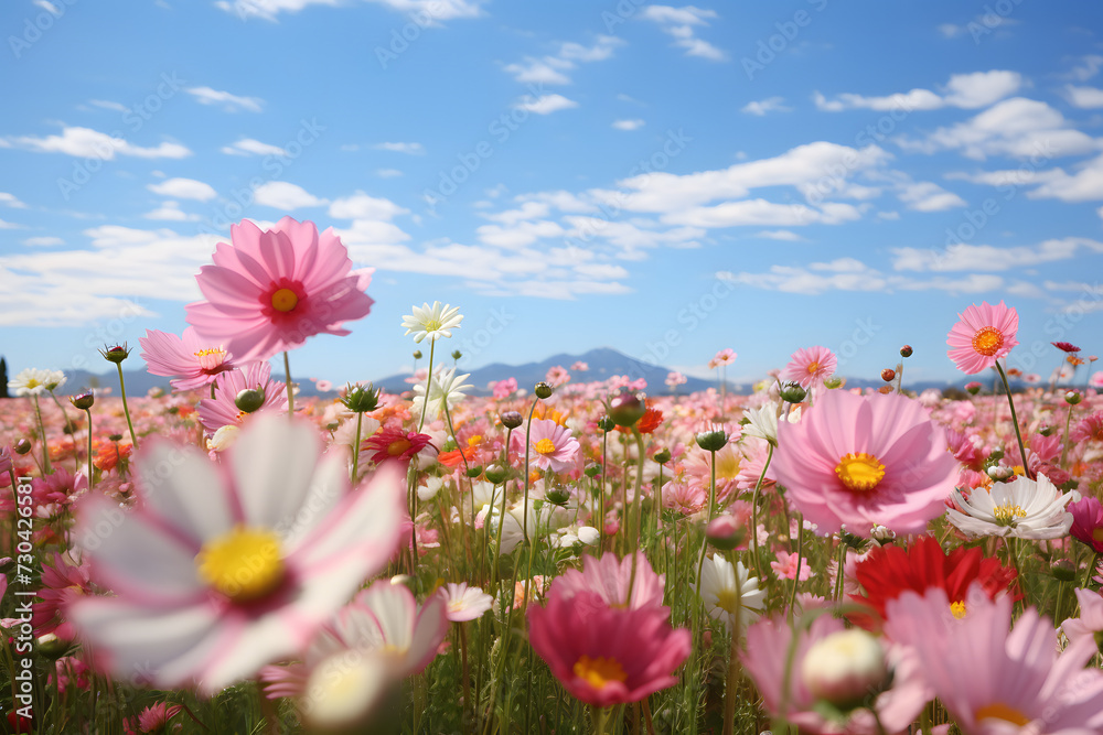 Flower field, beautiful flower field landscape, endlesss flowers, beautiful  endless flower field in the wild