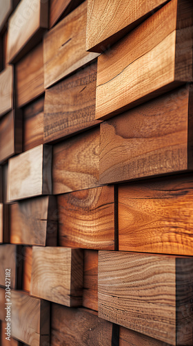 Wood cladding. Carpentry wall surface structure design  glossy finish.