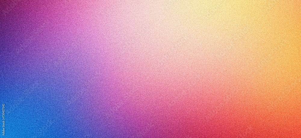 Fototapeta premium Purple orange blue pink grainy gradient background abstract poster design noise texture copy space