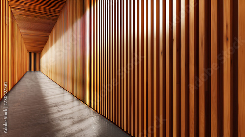 Wood cladding. Carpentry wall surface structure design, glossy finish.