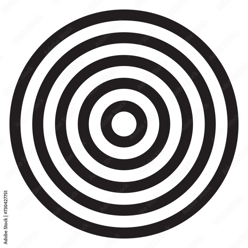 Naklejka premium Simple radial, radiating and concentric circles. Target, aim, bullseye icon, symbol