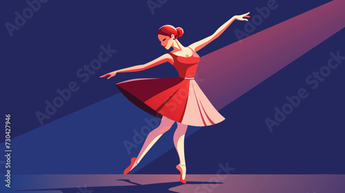 Elegant Ballerina Dancing in Spotlight on Stage
