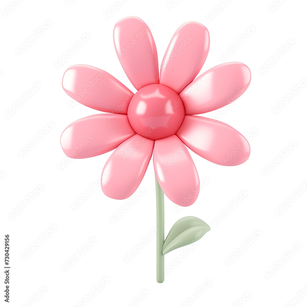 3D Render of a Simple Cartoon Beautiful Pink Flower Icon Design, Isolated on Transparent Background, PNG 3D Render of a Simple Cartoon Beautiful Pink Flower Icon Design, Isolated on Transparent Background, PNG