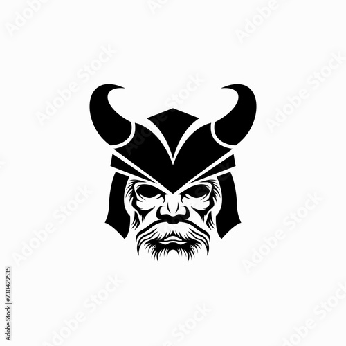 Viking head silhouette design vector